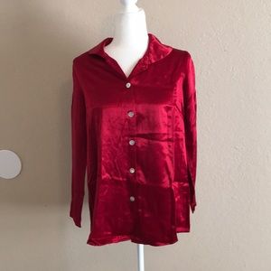In Due Time Maternity Red Silky Shirt